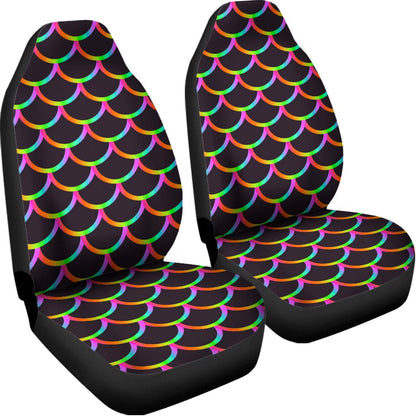 Black Mermaid Scales Pattern Print Universal Fit Car Seat Covers