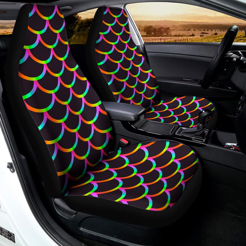 Black Mermaid Scales Pattern Print Universal Fit Car Seat Covers