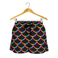 Black Mermaid Scales Pattern Print Women's Shorts