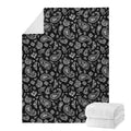 Black Paisley Bandana Pattern Print Blanket