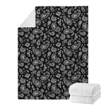 Black Paisley Bandana Pattern Print Blanket