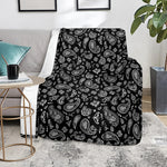 Black Paisley Bandana Pattern Print Blanket