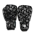 Black Paisley Bandana Pattern Print Boxing Gloves