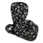 Black Paisley Bandana Pattern Print Boxing Gloves
