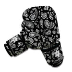 Black Paisley Bandana Pattern Print Boxing Gloves