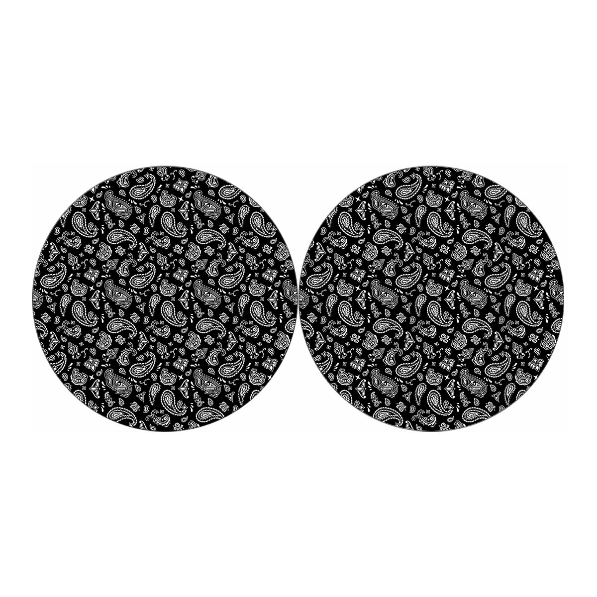 Black Paisley Bandana Pattern Print Car Coasters