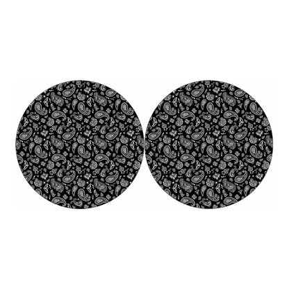 Black Paisley Bandana Pattern Print Car Coasters