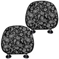 Black Paisley Bandana Pattern Print Car Headrest Covers