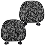 Black Paisley Bandana Pattern Print Car Headrest Covers