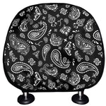 Black Paisley Bandana Pattern Print Car Headrest Covers
