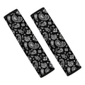 Black Paisley Bandana Pattern Print Car Seat Belt Covers