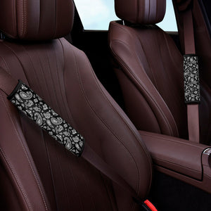 Black Paisley Bandana Pattern Print Car Seat Belt Covers