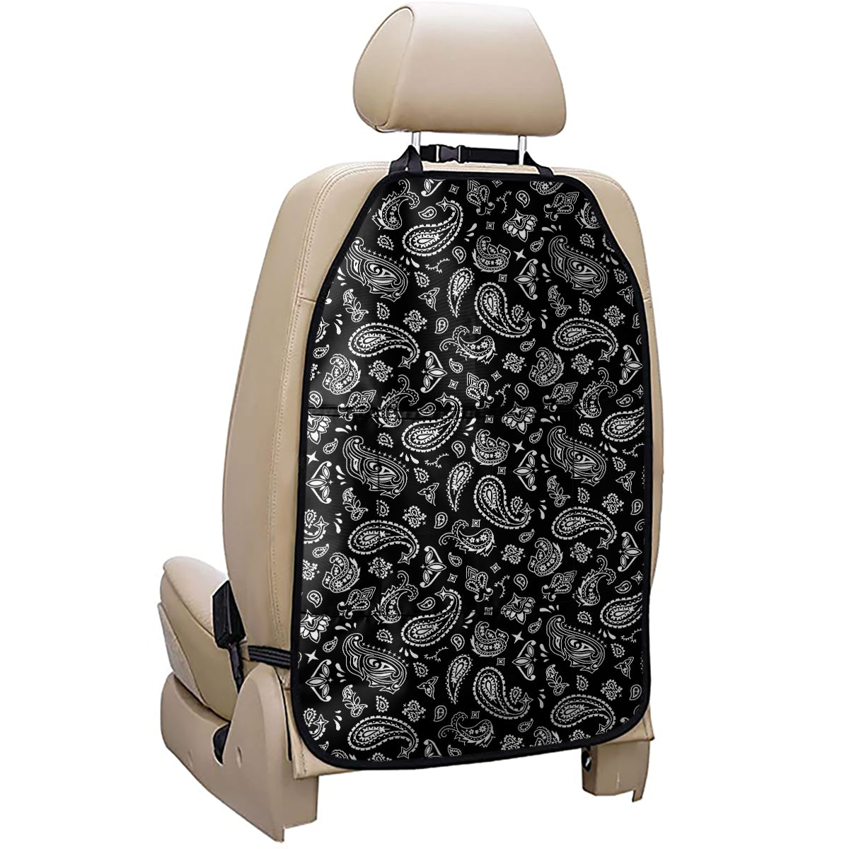 Black Paisley Bandana Pattern Print Car Seat Organizers