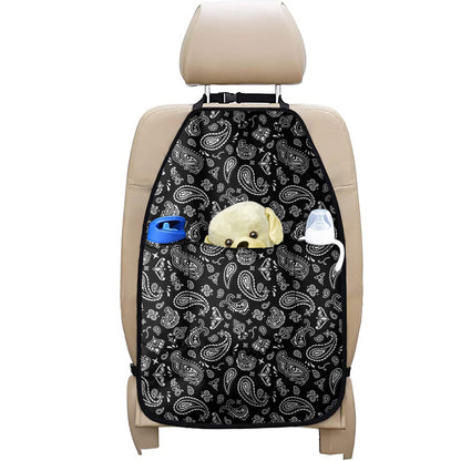 Black Paisley Bandana Pattern Print Car Seat Organizers