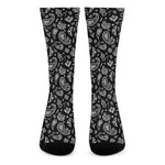 Black Paisley Bandana Pattern Print Crew Socks