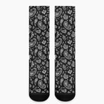 Black Paisley Bandana Pattern Print Crew Socks