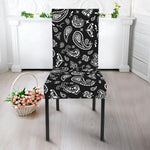 Black Paisley Bandana Pattern Print Dining Chair Slipcover