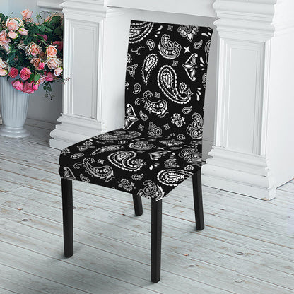 Black Paisley Bandana Pattern Print Dining Chair Slipcover