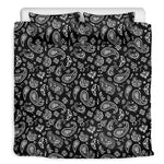 Black Paisley Bandana Pattern Print Duvet Cover Bedding Set