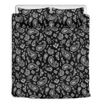 Black Paisley Bandana Pattern Print Duvet Cover Bedding Set