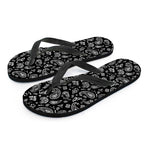 Black Paisley Bandana Pattern Print Flip Flops