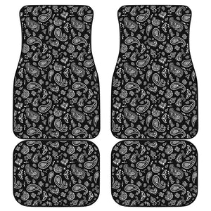 Black Paisley Bandana Pattern Print Front and Back Car Floor Mats