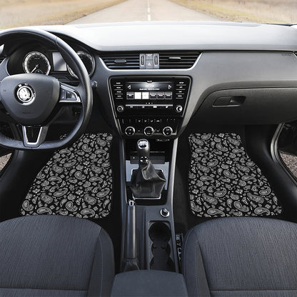 Black Paisley Bandana Pattern Print Front Car Floor Mats