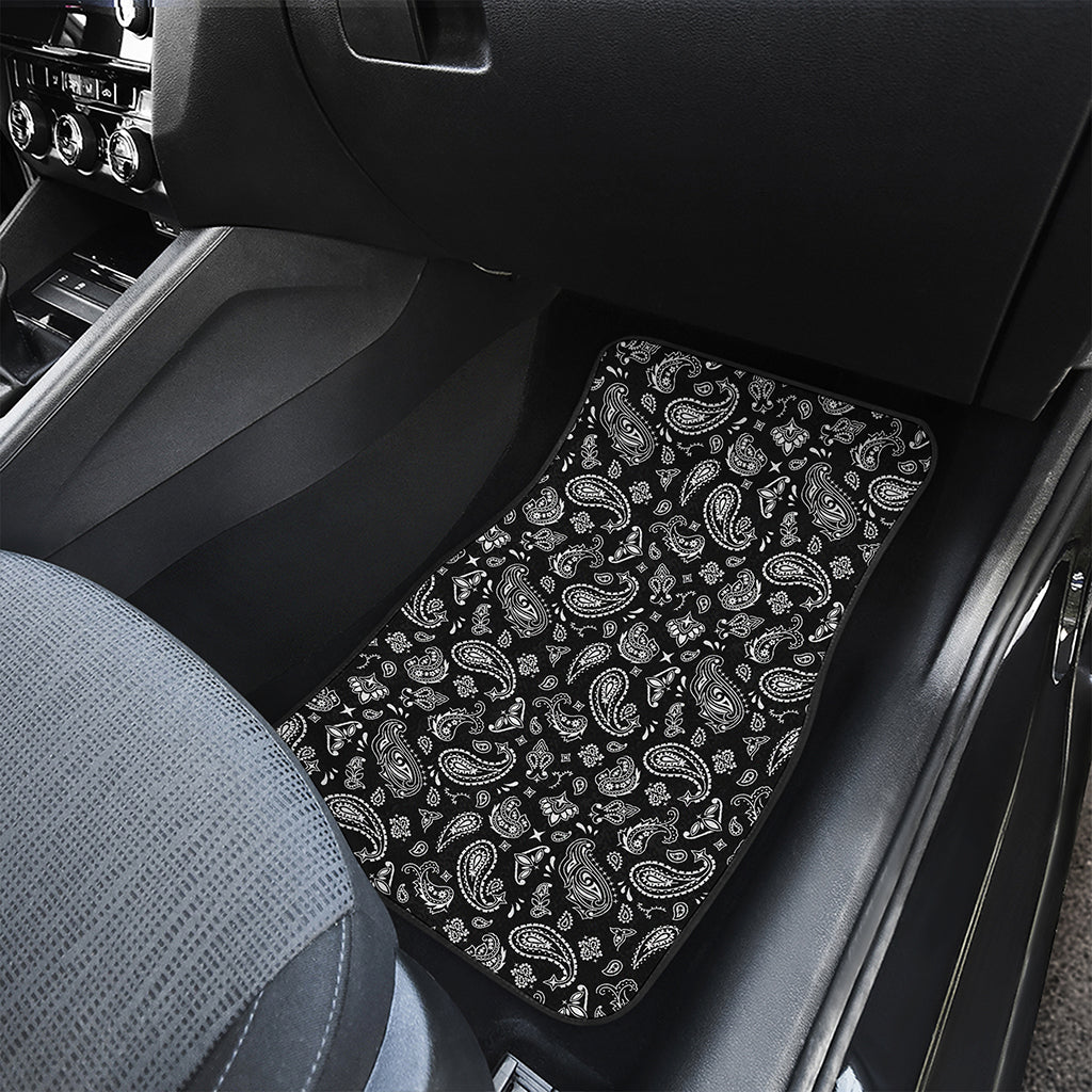 Black Paisley Bandana Pattern Print Front Car Floor Mats