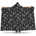 Black Paisley Bandana Pattern Print Hooded Blanket