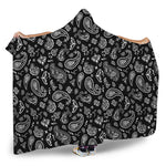 Black Paisley Bandana Pattern Print Hooded Blanket