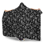 Black Paisley Bandana Pattern Print Hooded Blanket