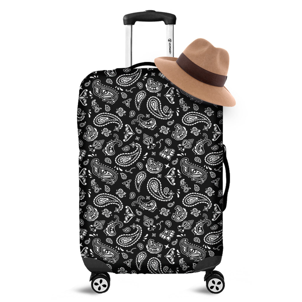 Black Paisley Bandana Pattern Print Luggage Cover
