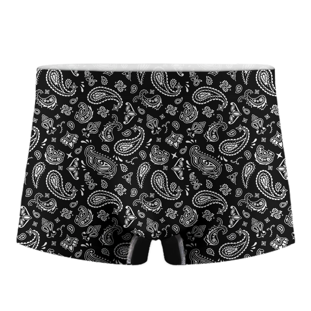 Black Paisley Bandana Pattern Print Men's Boxer Briefs