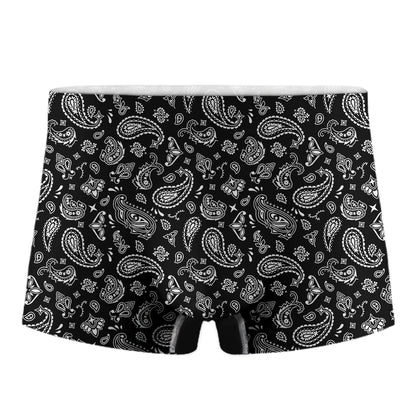 Black Paisley Bandana Pattern Print Men's Boxer Briefs