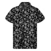Black Paisley Bandana Pattern Print Men's Short Sleeve Shirt