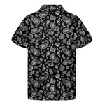 Black Paisley Bandana Pattern Print Men's Short Sleeve Shirt
