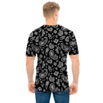 Black Paisley Bandana Pattern Print Men's T-Shirt