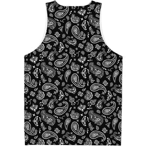 Black Paisley Bandana Pattern Print Men's Tank Top