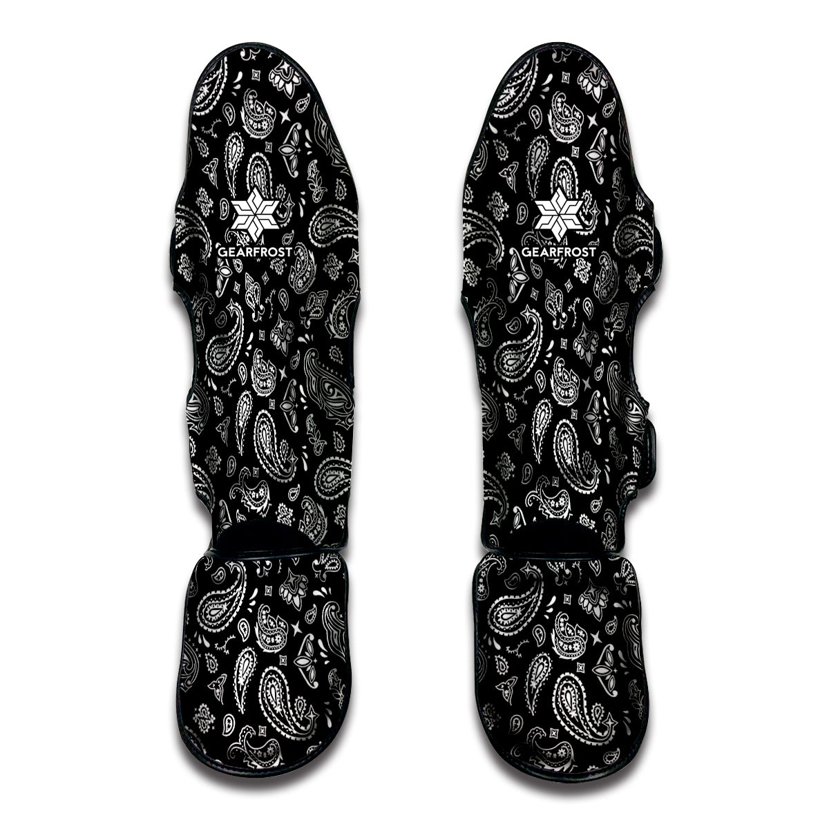 Black Paisley Bandana Pattern Print Muay Thai Shin Guard