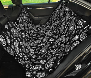 Black Paisley Bandana Pattern Print Pet Car Back Seat Cover