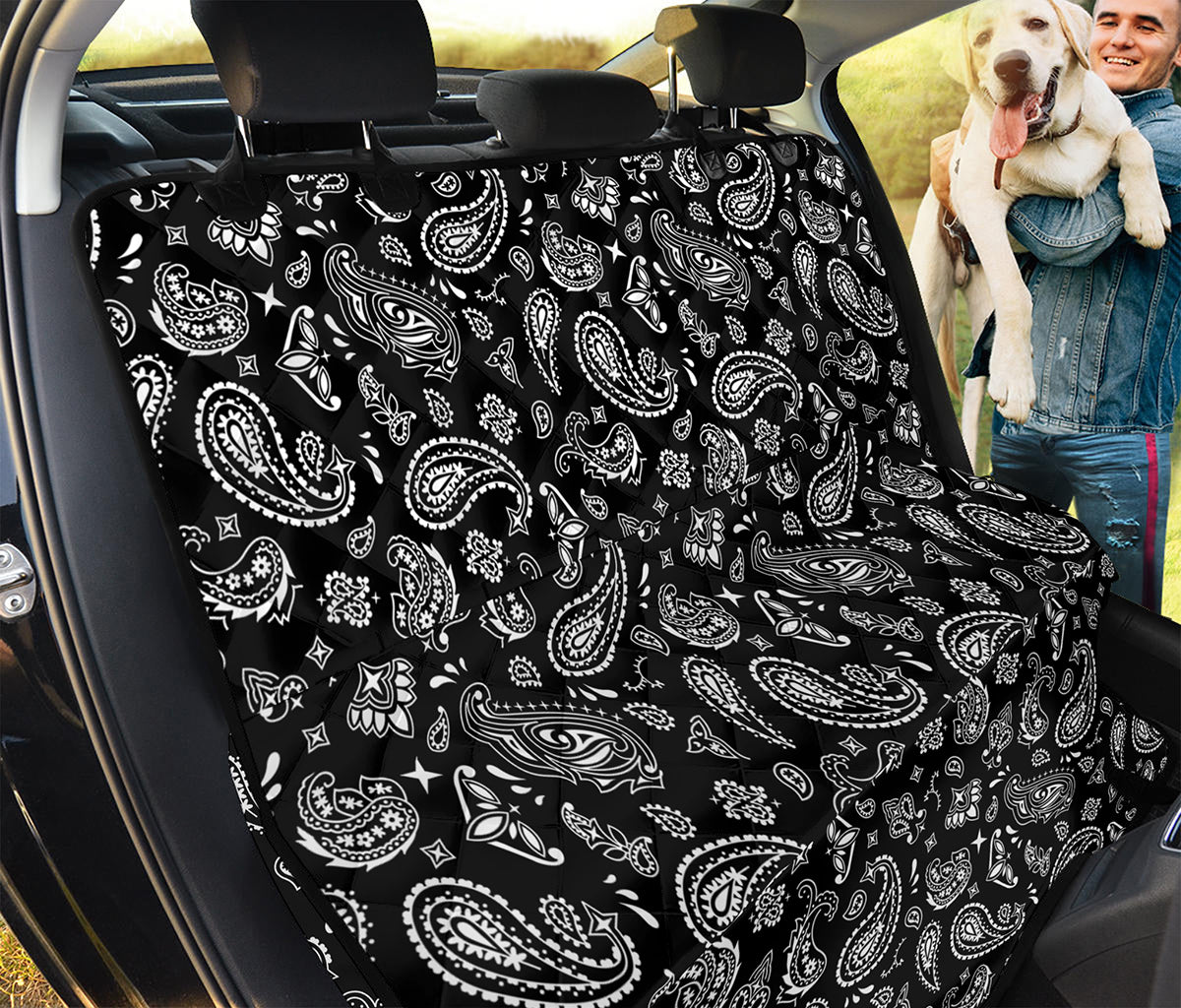 Black Paisley Bandana Pattern Print Pet Car Back Seat Cover