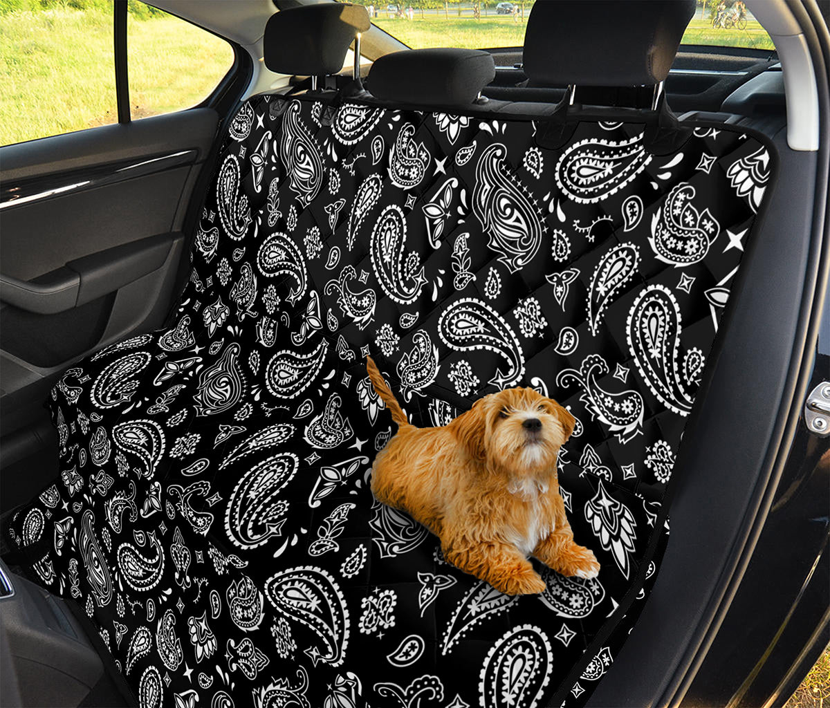 Black Paisley Bandana Pattern Print Pet Car Back Seat Cover