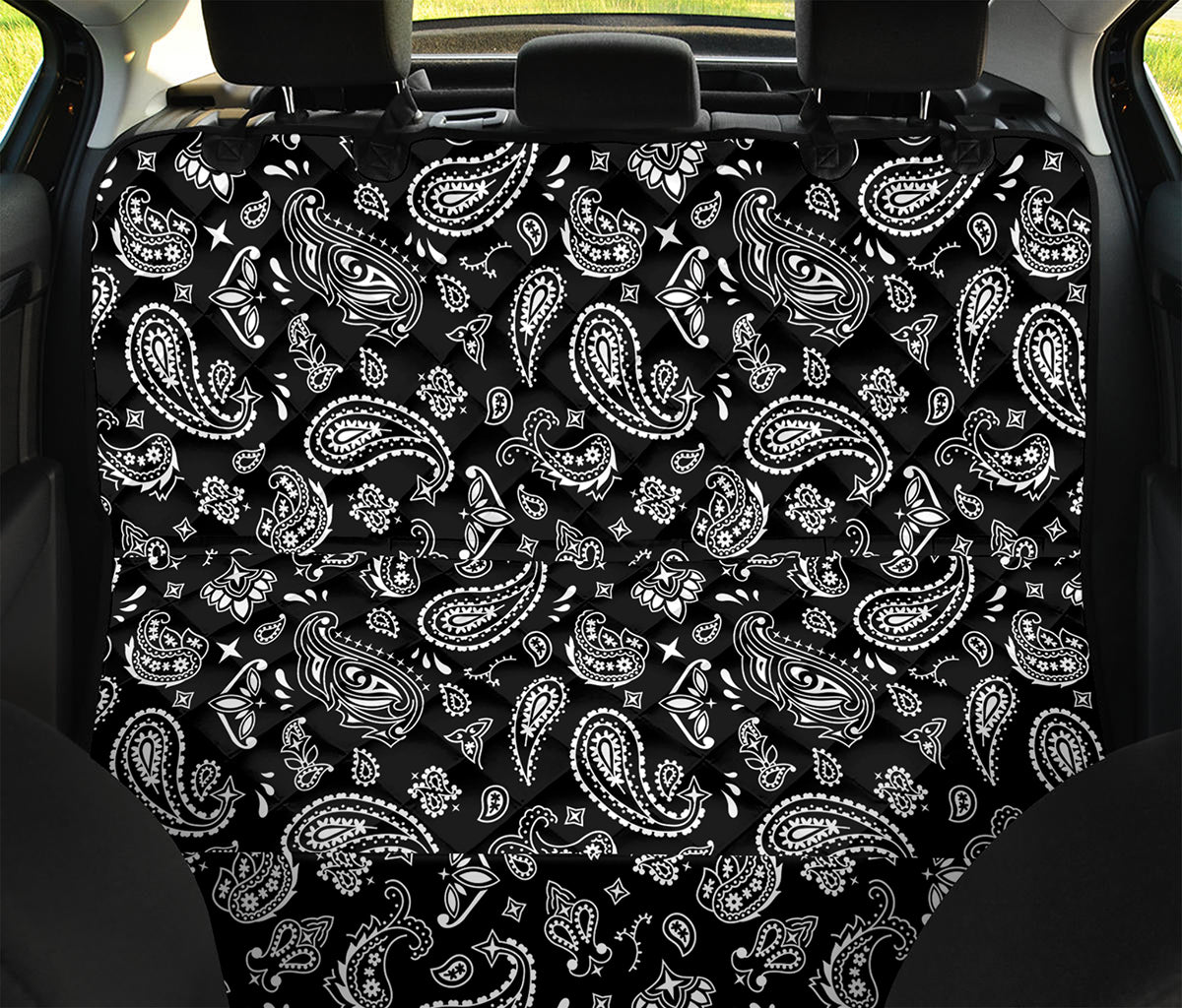 Black Paisley Bandana Pattern Print Pet Car Back Seat Cover