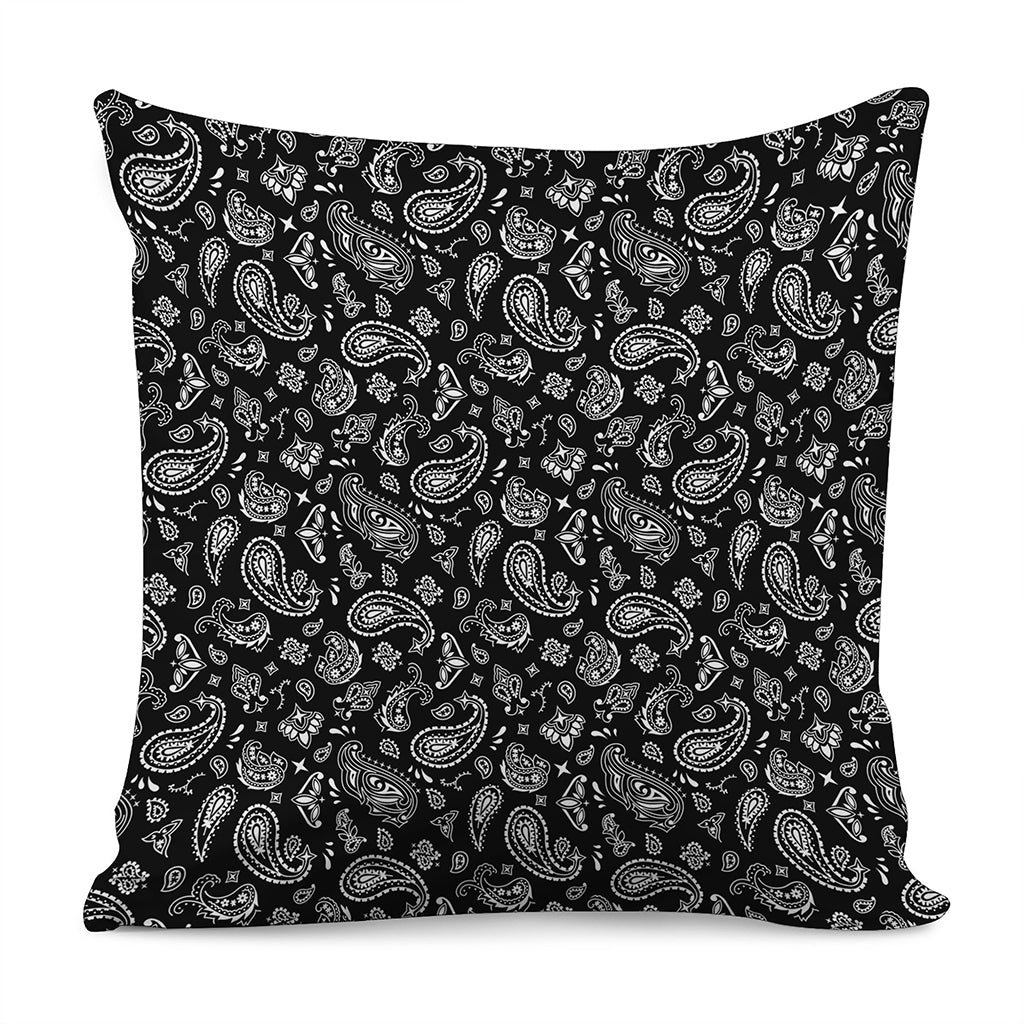 Black Paisley Bandana Pattern Print Pillow Cover
