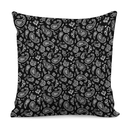 Black Paisley Bandana Pattern Print Pillow Cover