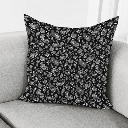 Black Paisley Bandana Pattern Print Pillow Cover