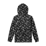 Black Paisley Bandana Pattern Print Pullover Hoodie