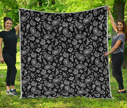 Black Paisley Bandana Pattern Print Quilt
