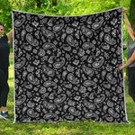 Black Paisley Bandana Pattern Print Quilt