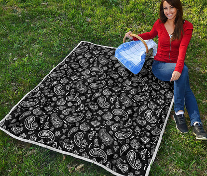 Black Paisley Bandana Pattern Print Quilt